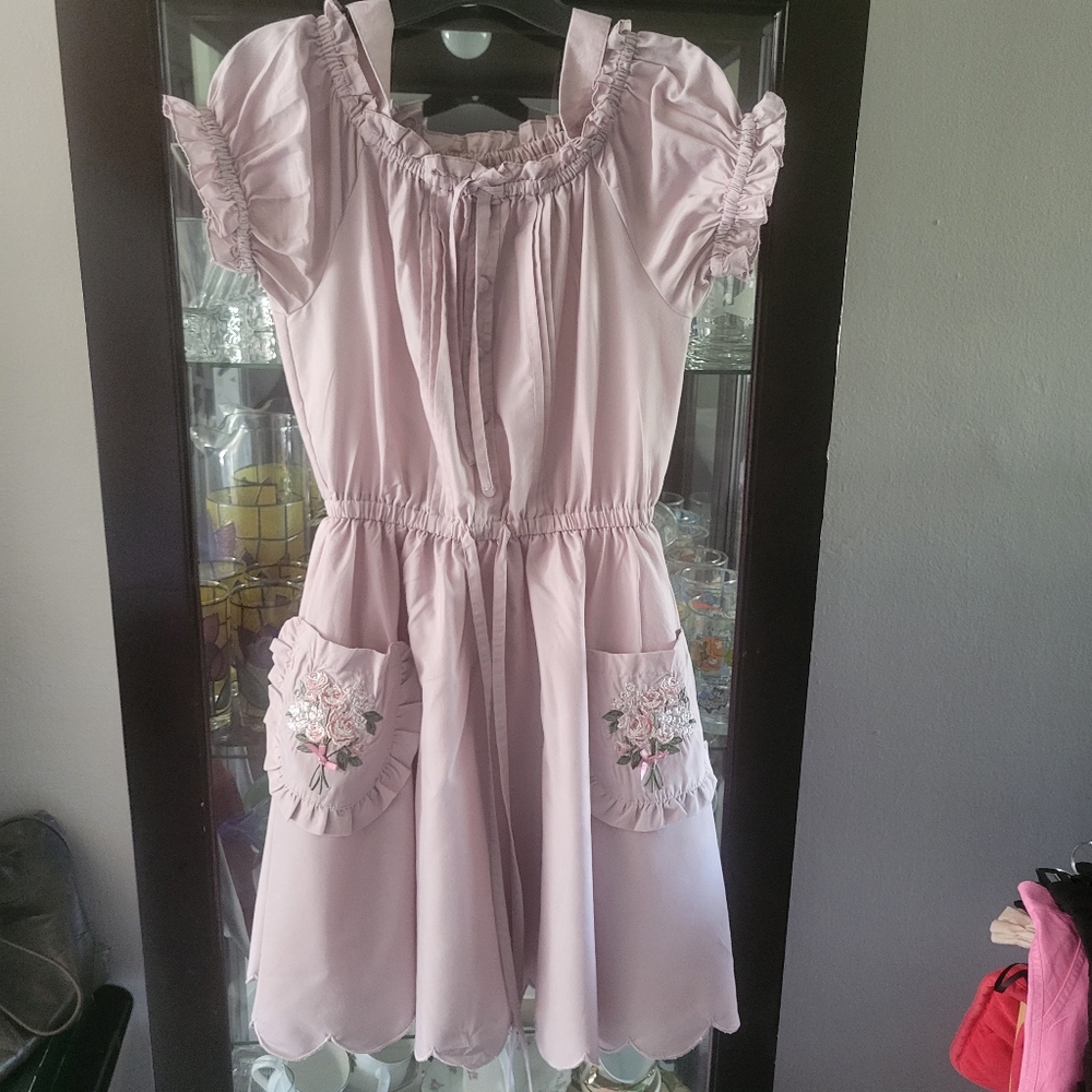 Girls Dusty Rose Floral Pocket Dress